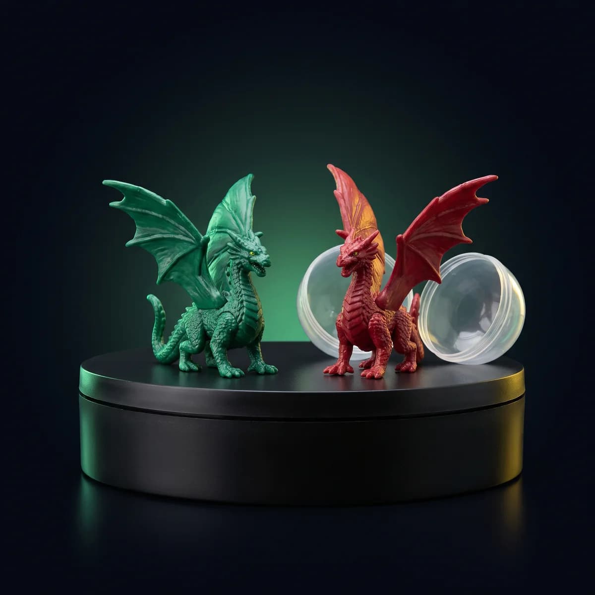 Dragon Figurines: Detailed dragon sculpts across a full color set.