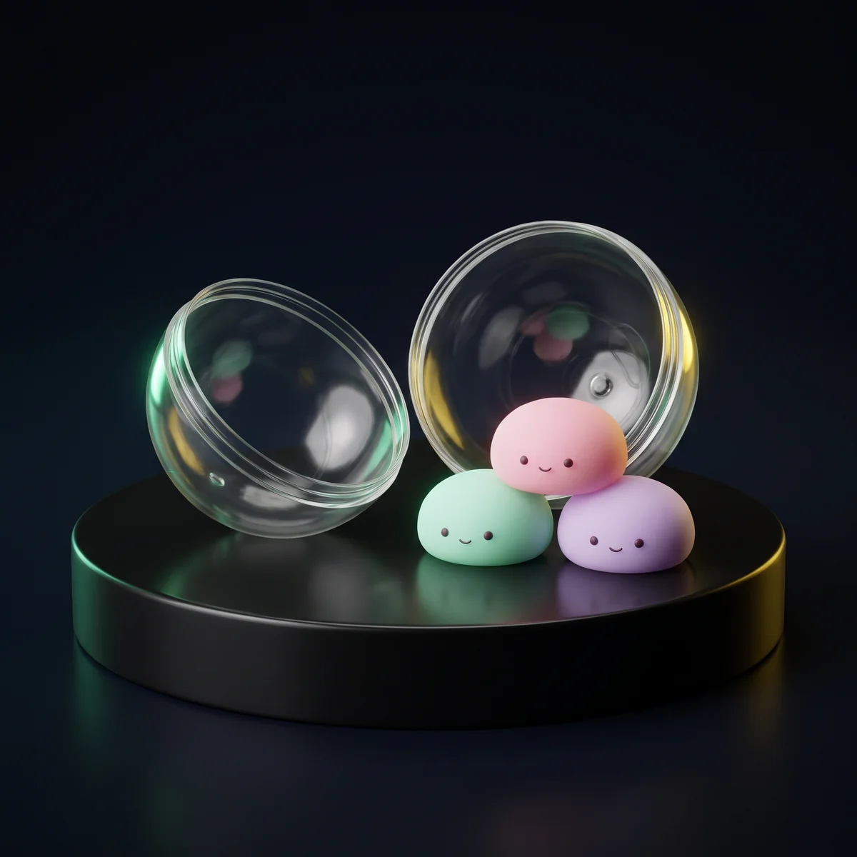 Mochi Malz Squish: Squeeze-and-bounce mochi shapes, sized to fill a fist.