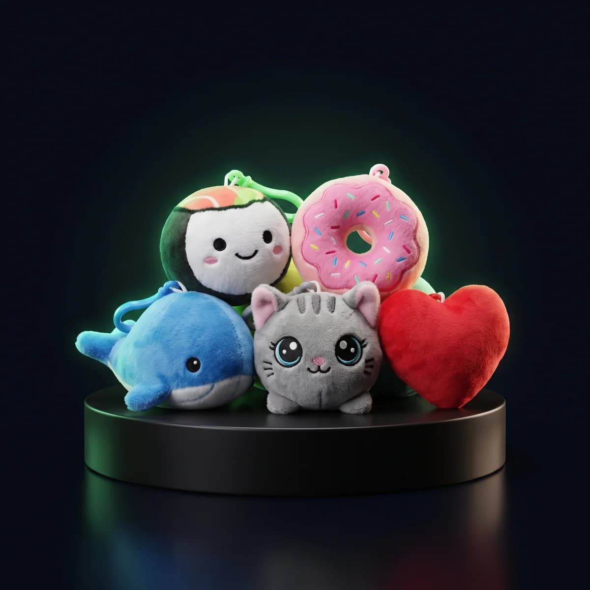 Mini Plush Assortment: Snack, ocean, big-eye and heart minis in one bag.